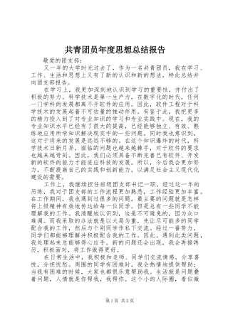 共青团员年度思想总结报告