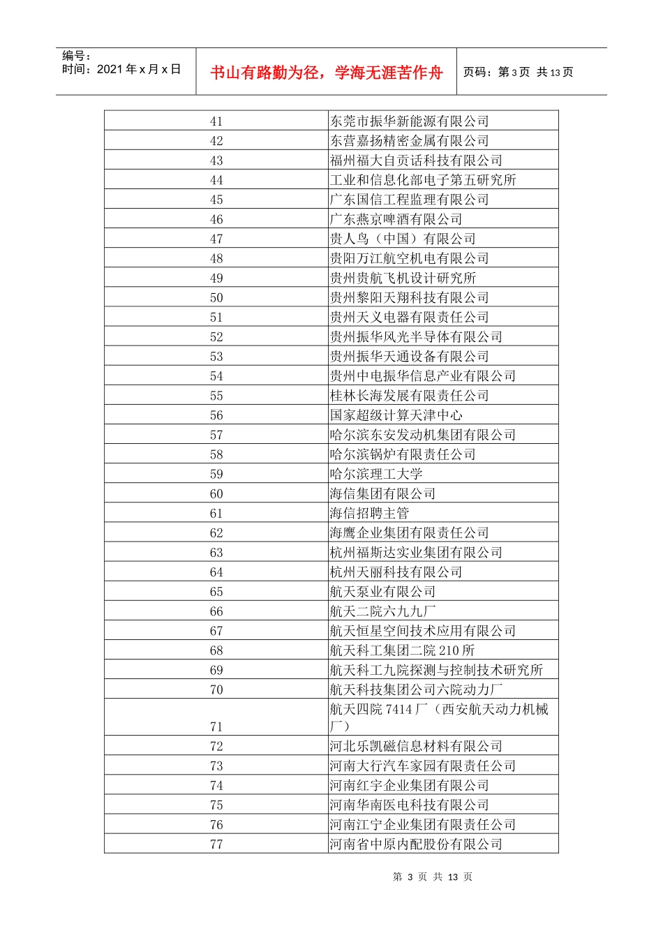 西工大春季招聘参会单位_第3页