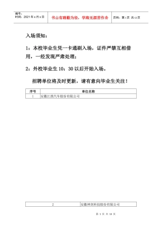 西工大春季招聘参会单位