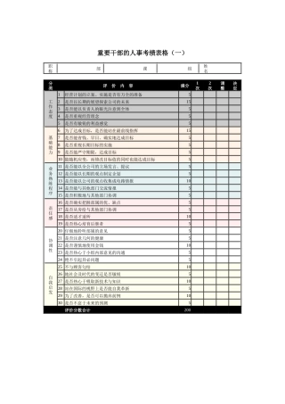 重要干部的人事考绩表格1（DOC 1页）