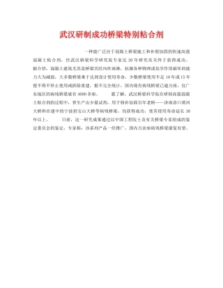 《安全技术》之武汉研制成功桥梁特别粘合剂 