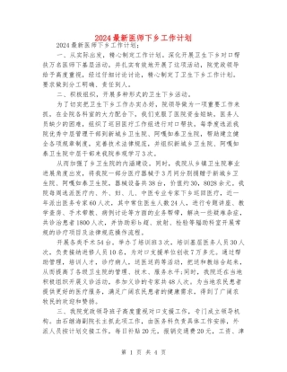 2024最新医师下乡工作计划