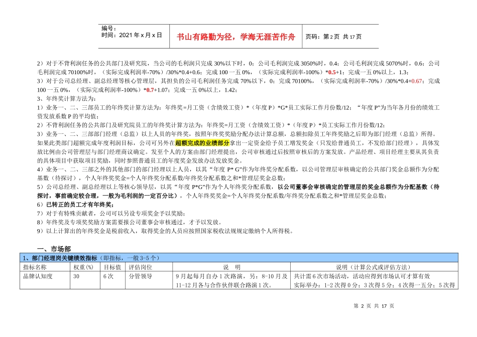 某公司绩效考核指标列表_第2页
