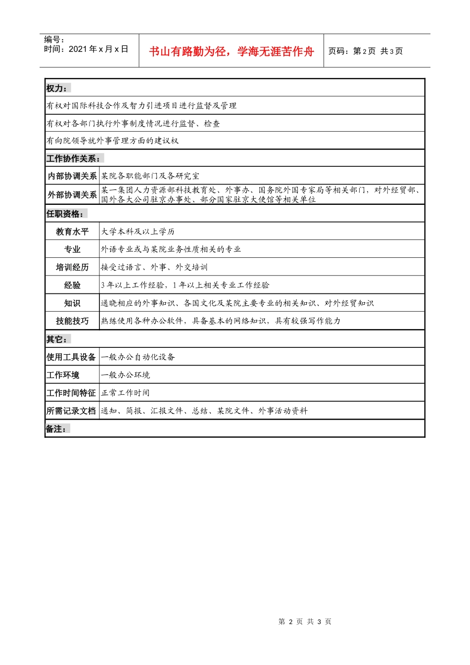 某材料研究院翻译专责职务说明书_第2页