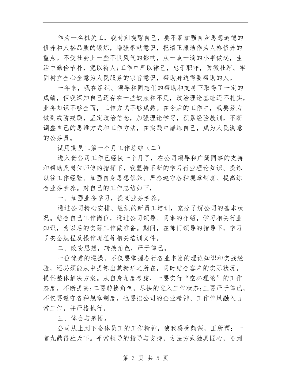试用期员工第一个月工作总结_第3页