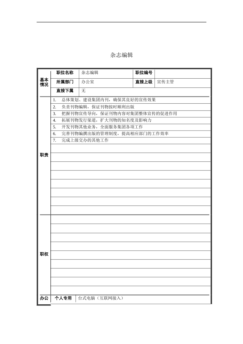 杂志编辑岗位说明书_第1页