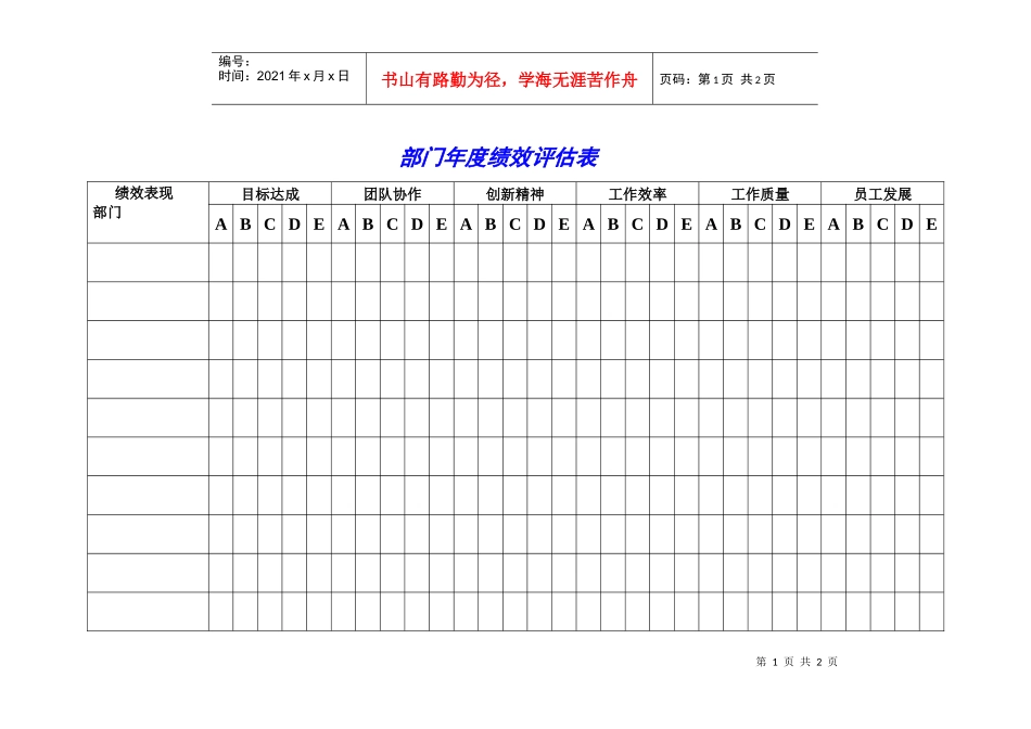 部门绩效评估表（JK）00_第1页