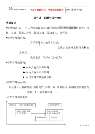 薪酬福利管理与岗位评价
