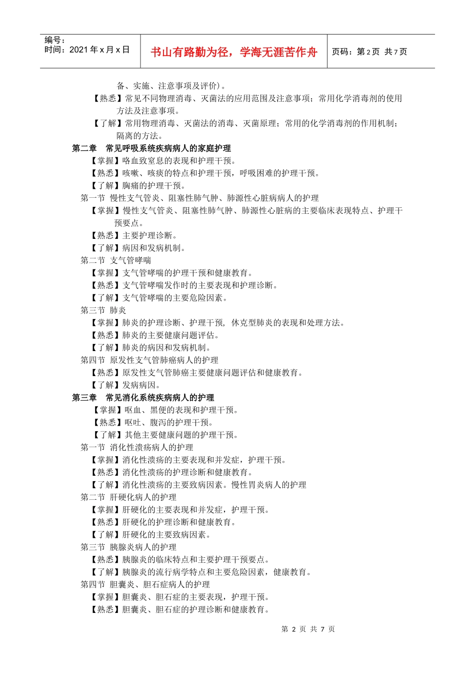 江苏省社区护士岗位培训课程教学大纲之二_第2页