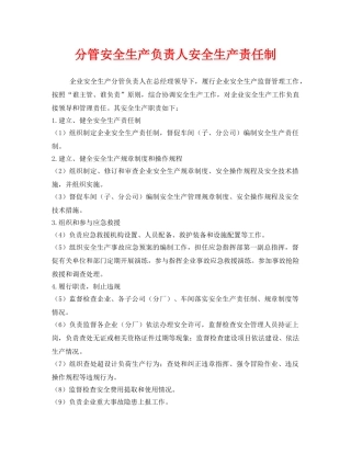 《安全管理制度》之分管安全生产负责人安全生产责任制 