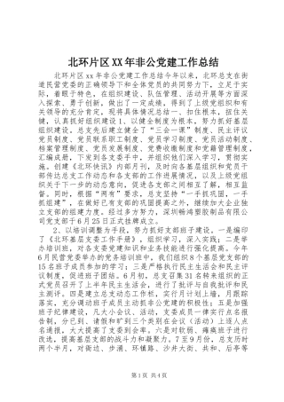 北环片区XX年非公党建工作总结