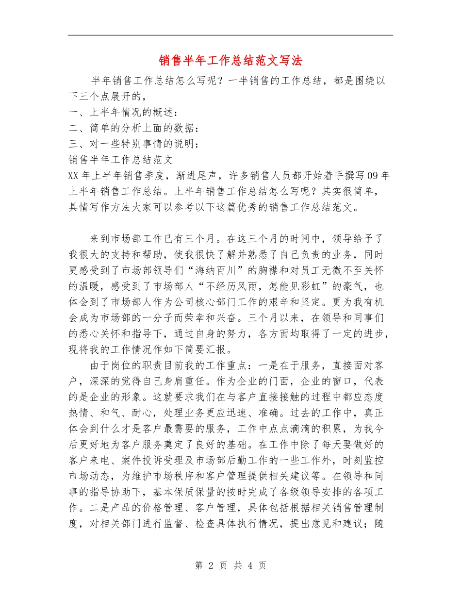 销售半年工作总结范文写法_第2页