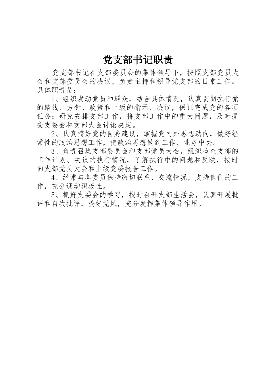 党支部书记职责要求 (2)_第1页