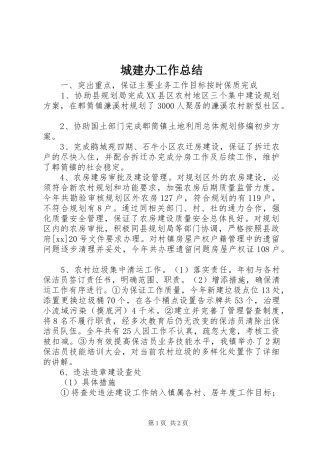 城建办工作总结