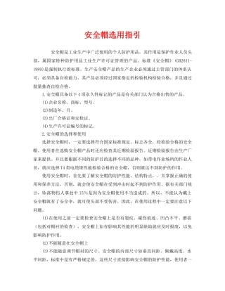 《安全管理职业卫生》之安全帽选用指引 