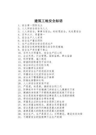 建筑工地安全标语集锦 (2)