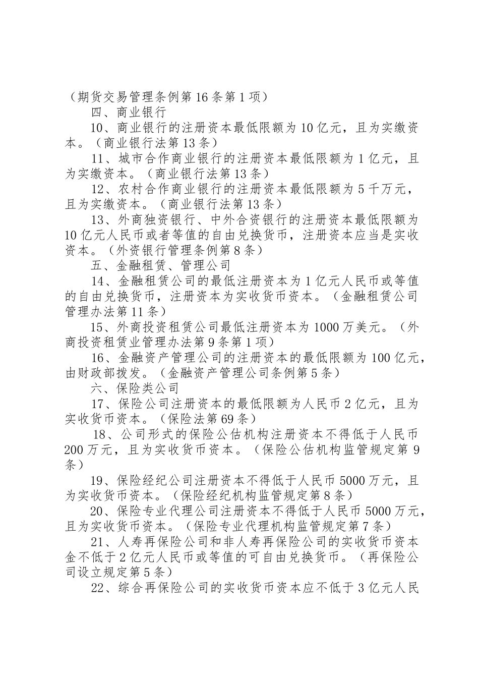 金融类公司最低注册资本要求_第2页