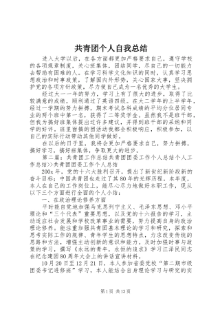 共青团个人自我总结