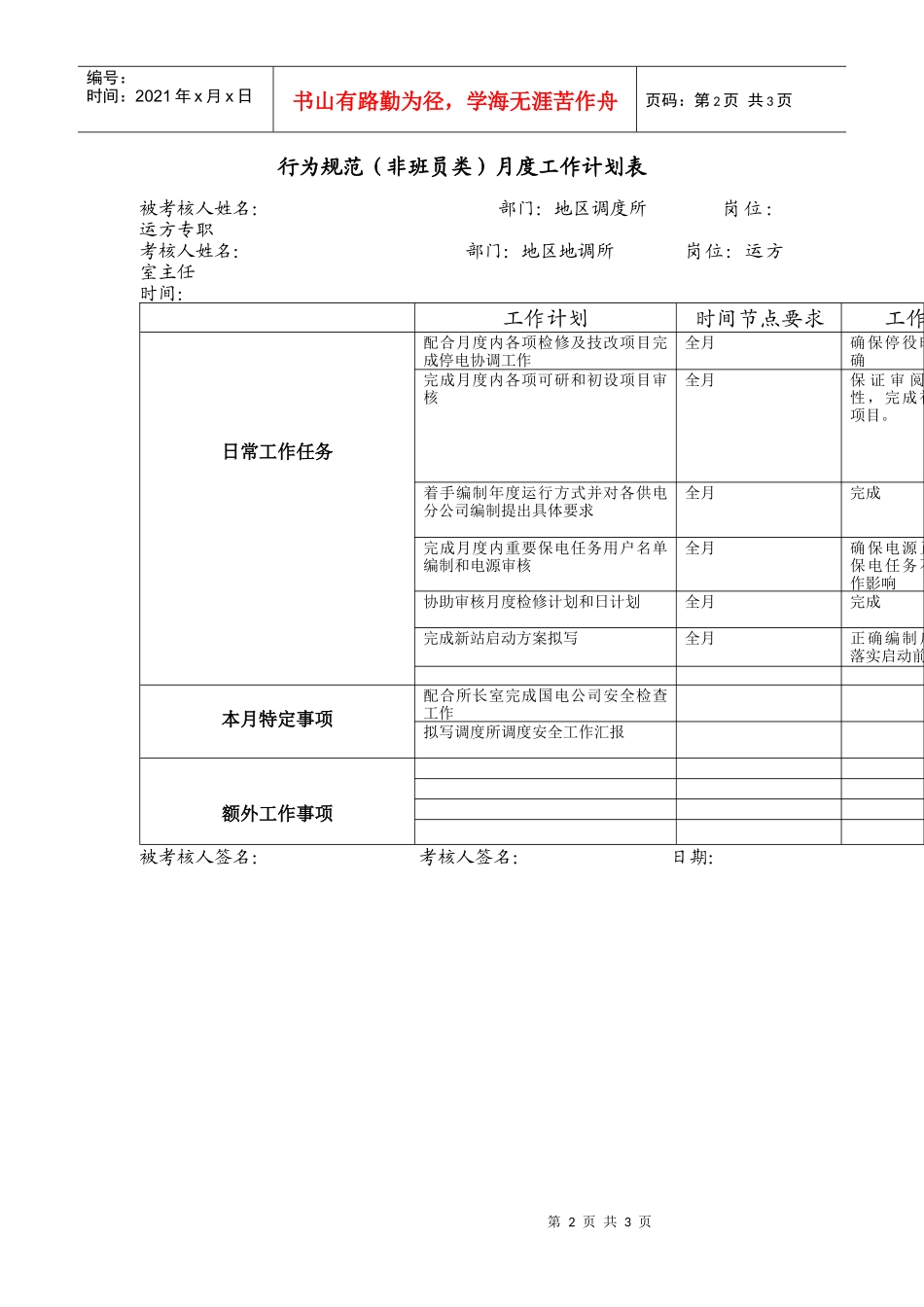 运方专职行为规范考评表格_第2页