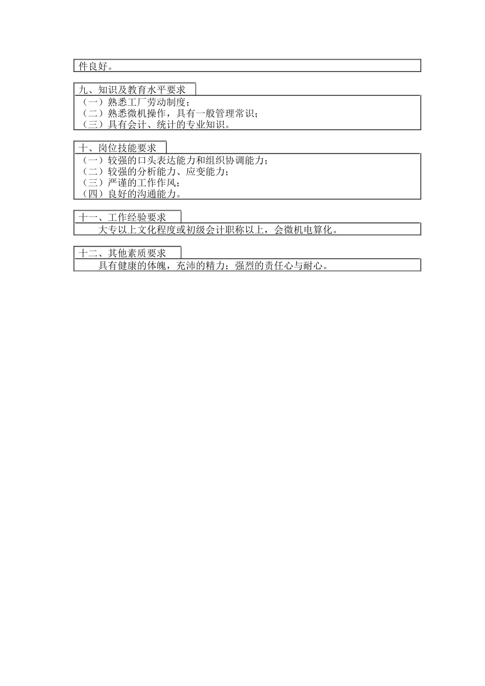 统计劳工员岗位说明书_第2页