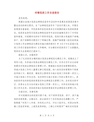 村镇低保工作自查报告