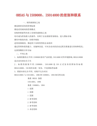 《管理体系》之OHSAS与ISO9000、ISO14000的差别和联系 