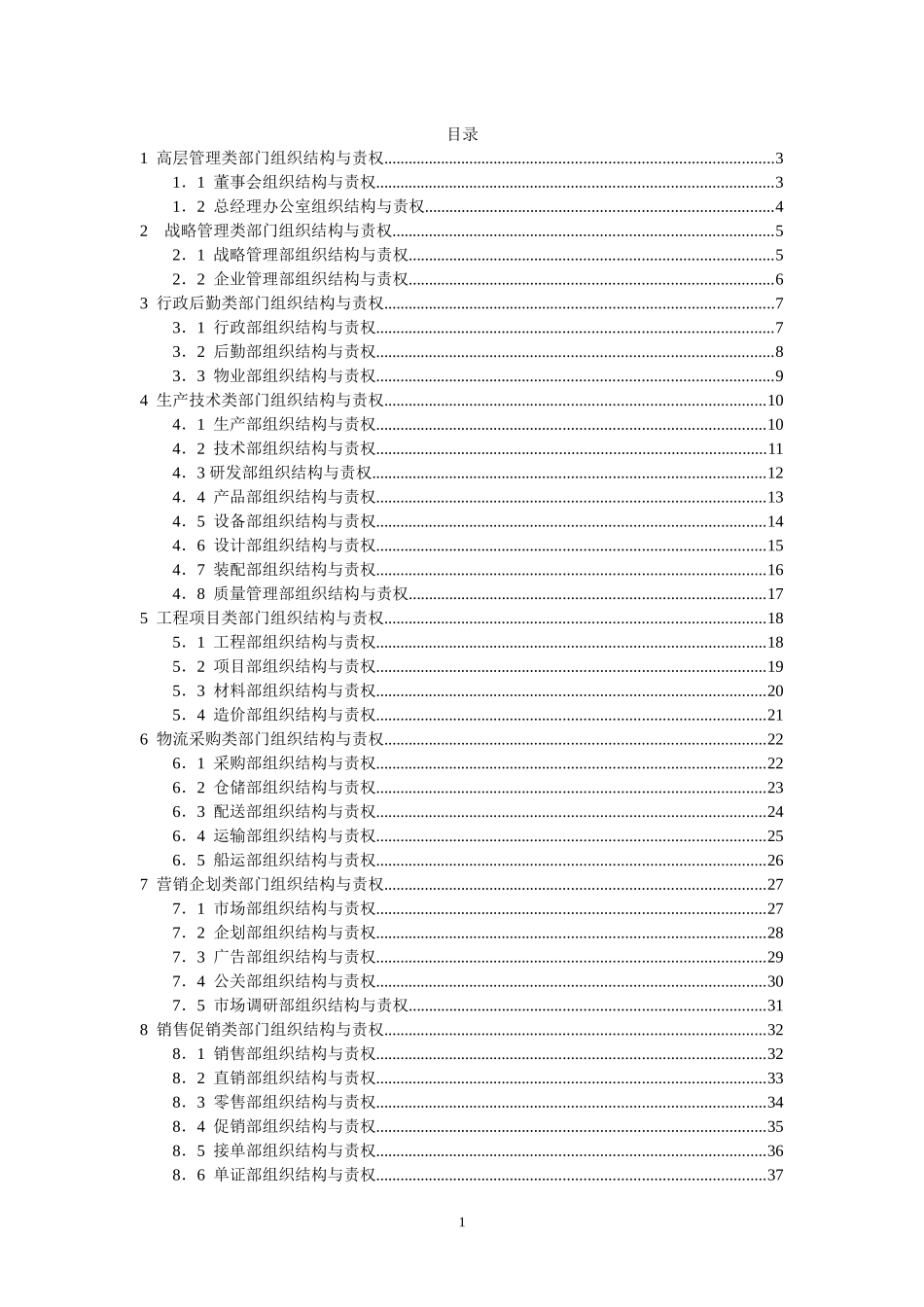 部门组织结构设计与职责--实用精品范本(全部表格)_第1页