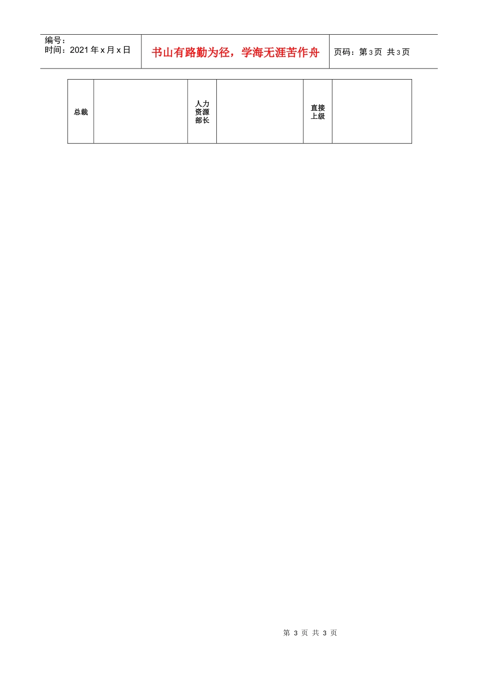 职位说明书－人力资源部_第3页