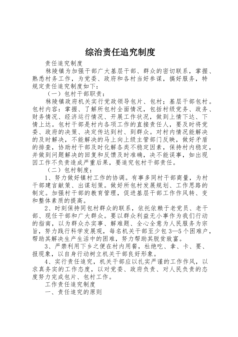 综治责任追究规章制度细则_第1页