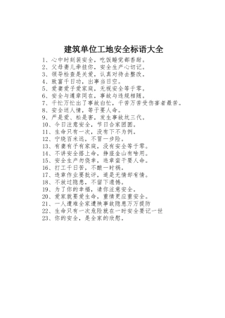 建筑单位工地安全标语