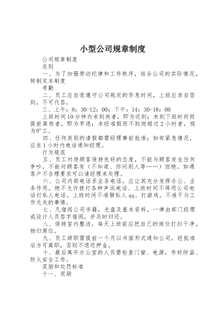 小型公司规章规章制度细则