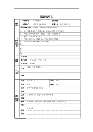 日班化验员职位说明书