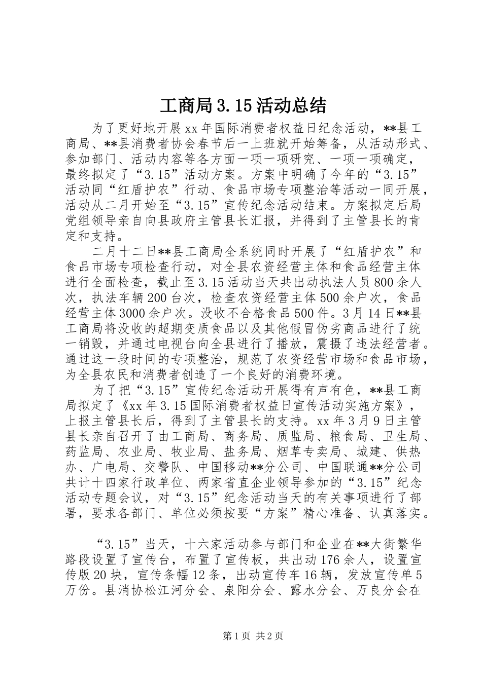 工商局3.15活动总结_第1页
