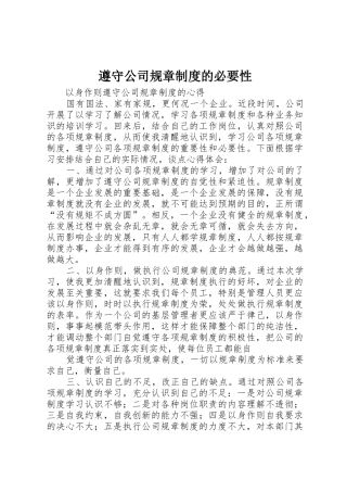 遵守公司规章规章制度细则的必要性