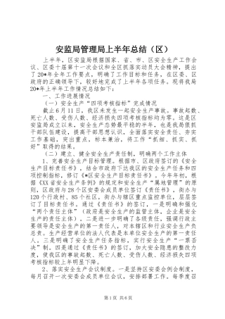 安监局管理局上半年总结（区）