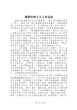 城管年终个人工作总结