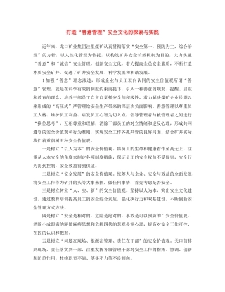 《安全文化》之打造“善意管理”安全文化的探索与实践 