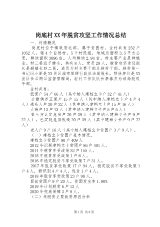 岗底村XX年脱贫攻坚工作情况总结