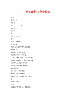 《安全管理资料》之防护班组安全检查表 