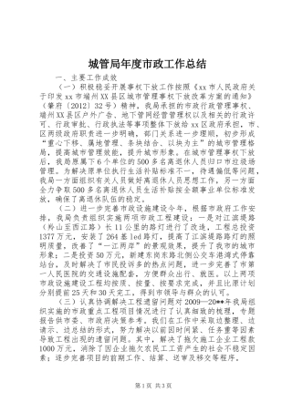 城管局年度市政工作总结