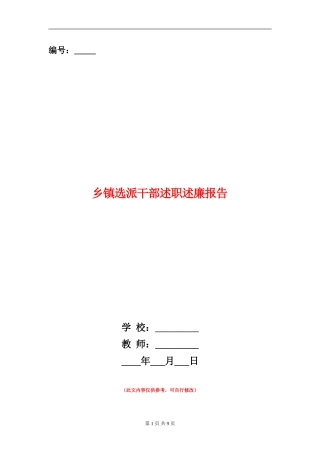 乡镇选派干部述职述廉报告