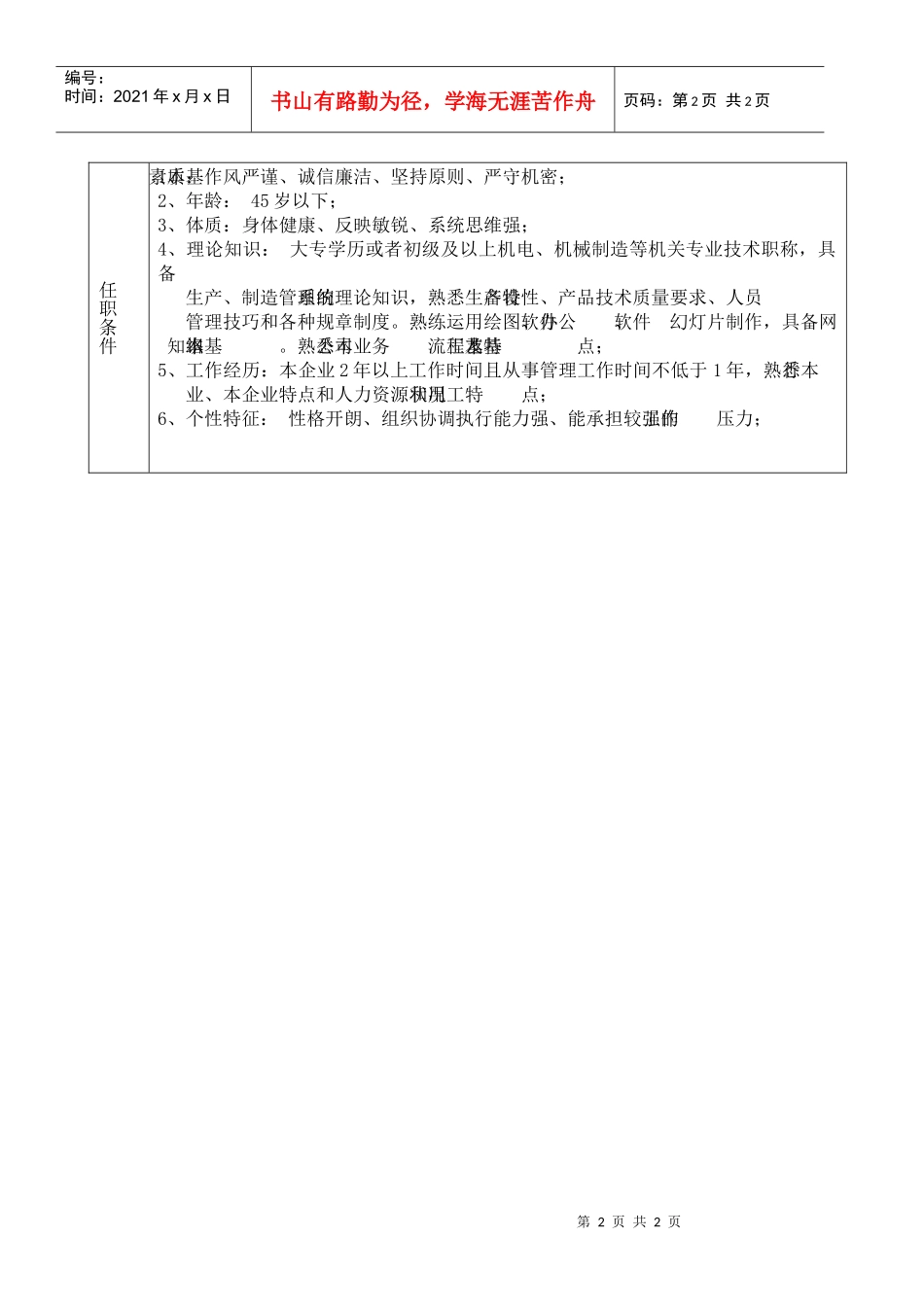 某大型摩配企业制造部部长岗位说明书_第2页
