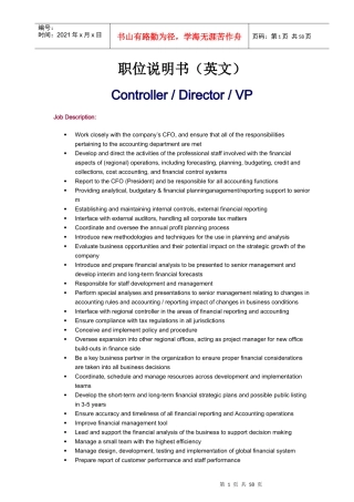 职位说明书（英文）