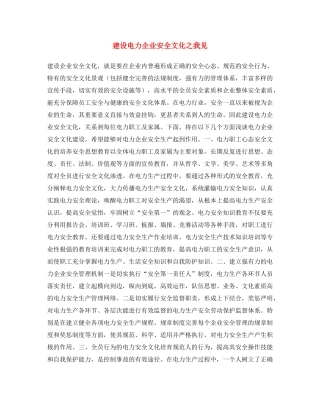 《安全文化》之建设电力企业安全文化之我见 