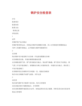 《安全管理资料》之锅炉安全检查表 