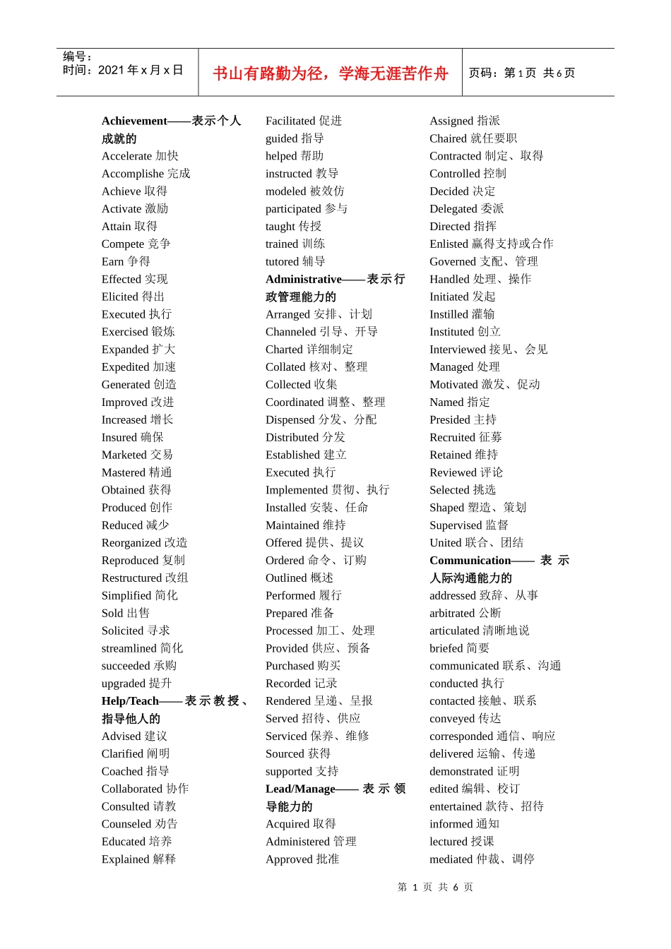 求职面试英语关键单词-interview key words_第1页