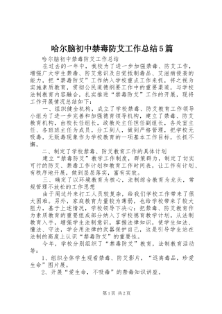 哈尔脑初中禁毒防艾工作总结5篇
