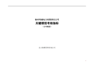 徐州垞城电力有限责任公司关键绩效考核指标（公司高层）