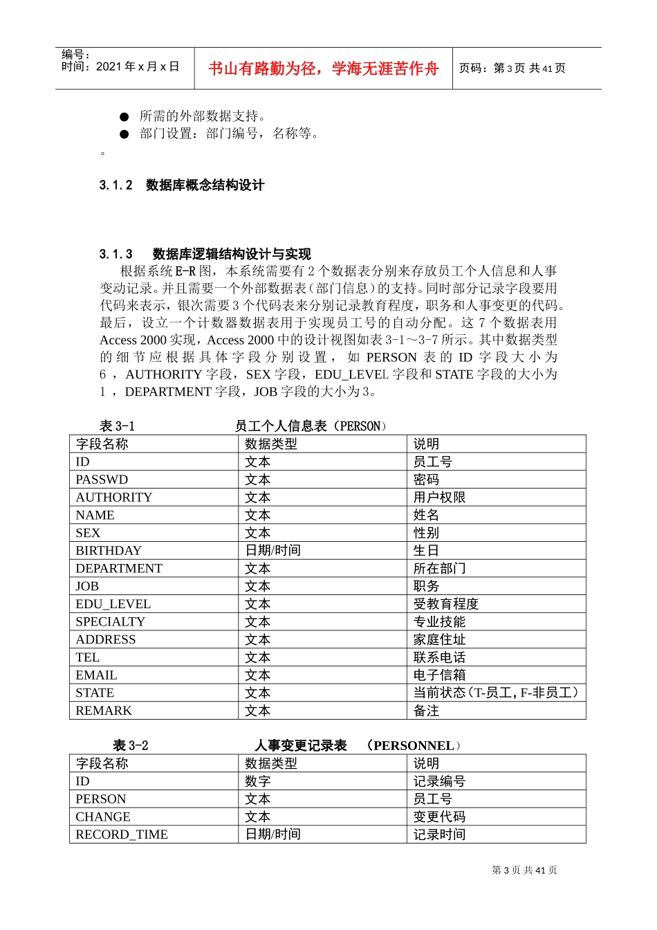 数据库课程设计人事管理系统_第3页