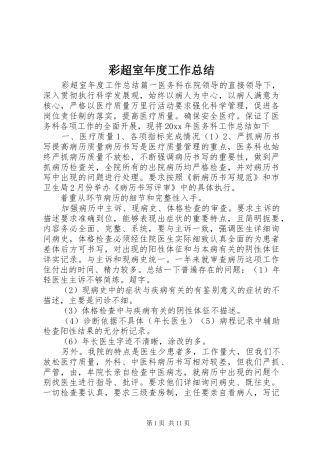 彩超室年度工作总结